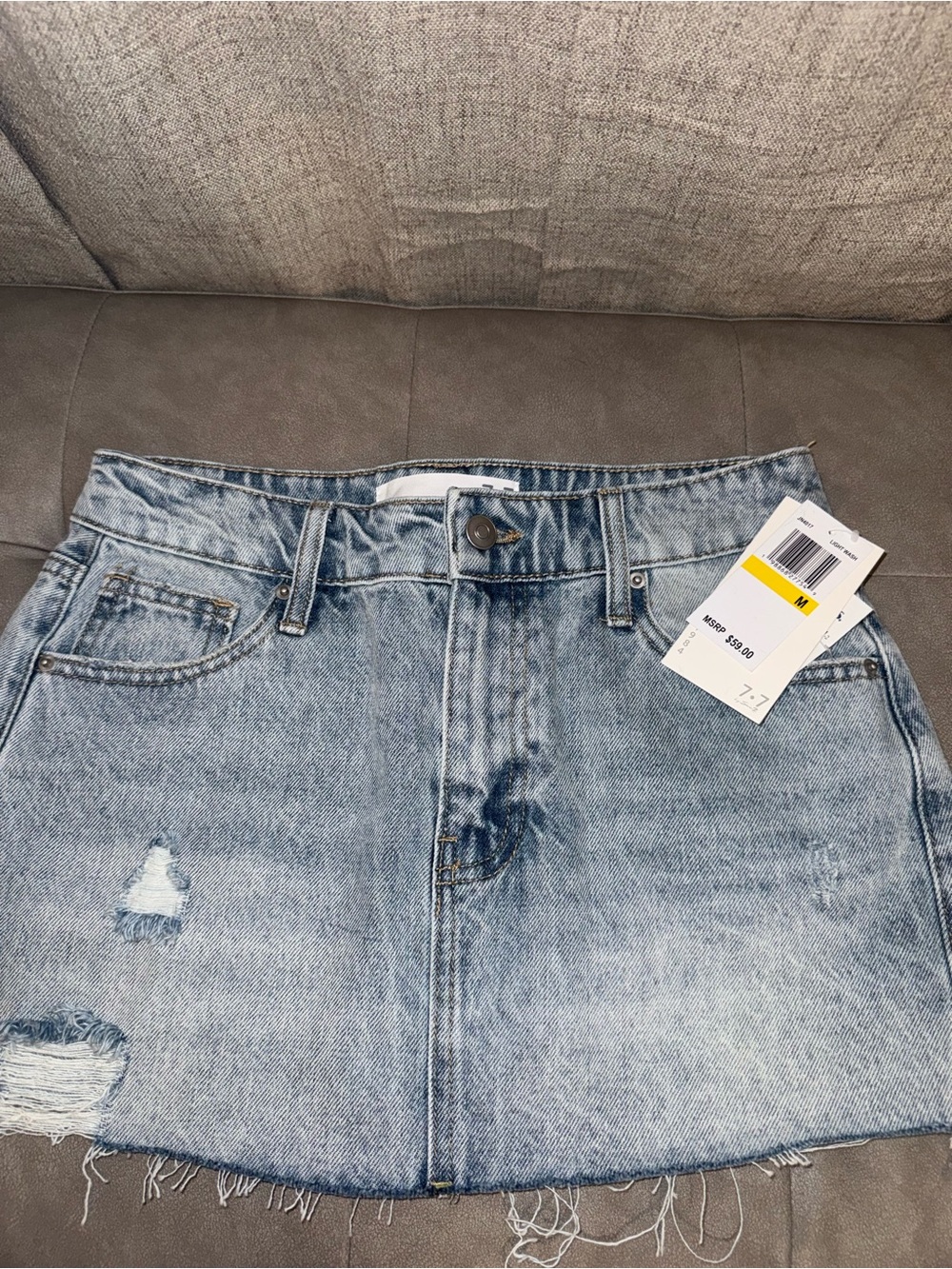 7 For All Mankind Light Blue Vintage-Style Denim Skirt